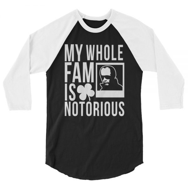 Notorious Whitey 3/4 sleeve raglan shirt (Black/White/White)